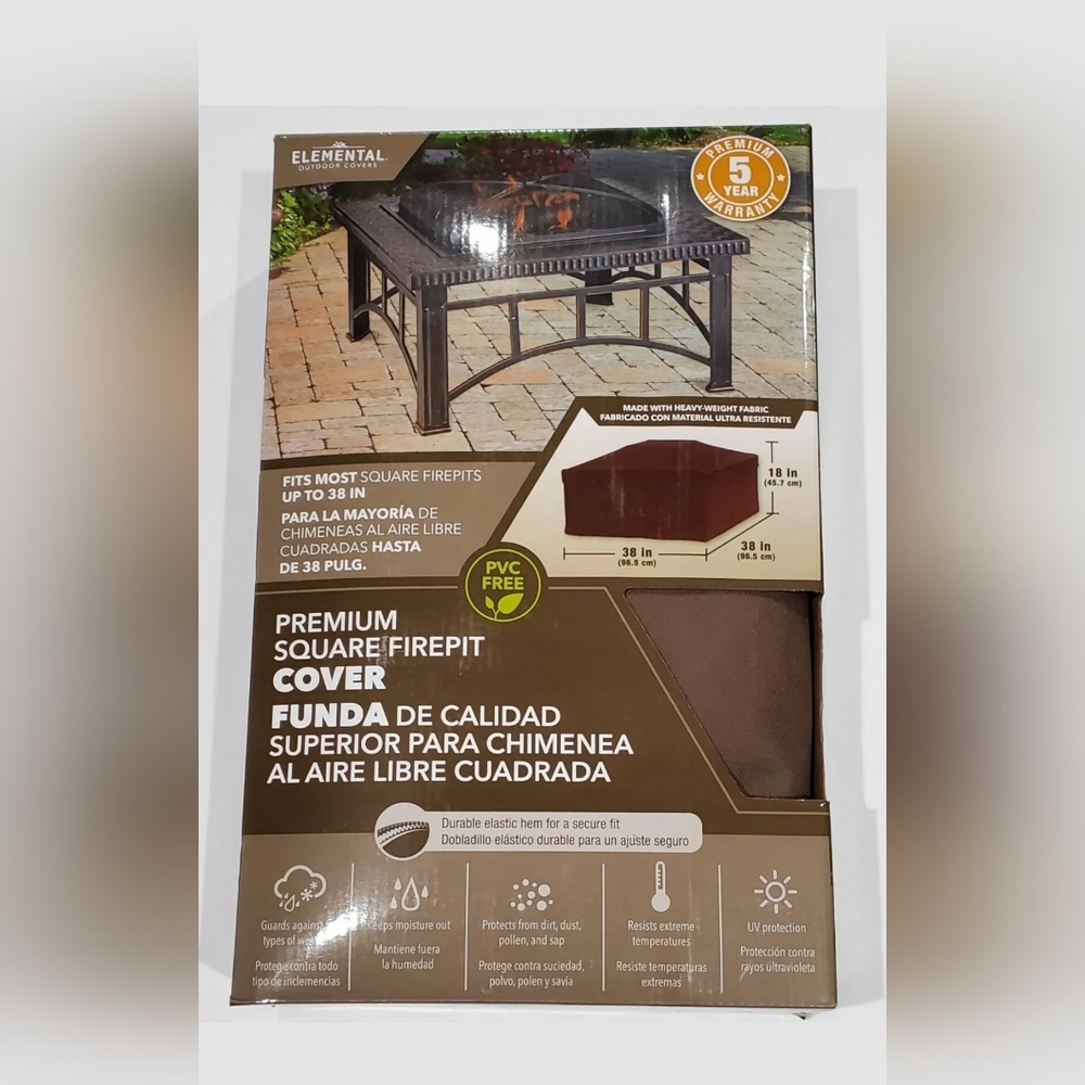 Elemental Premium Square FirePit Cover - 38" x 38" x 18" NIB